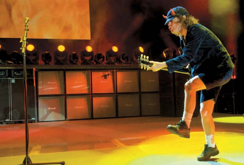 Angus Young mit Gitarre auf der Bühne