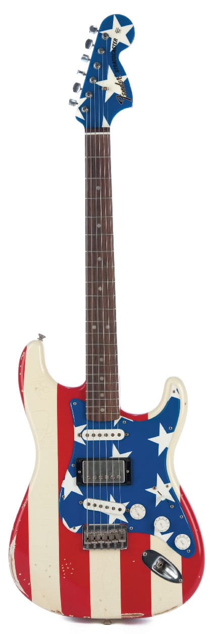 Stratocaster im Stars-and-Stripes-Design, stehend