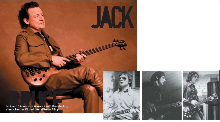 Jack Bruce mit verschiedenen Bässen