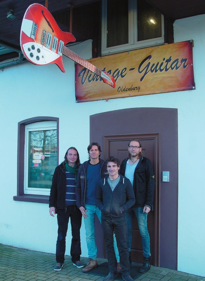 Das Team des Vintage Guitar Shop Oldenburg, v.l.n.r. Steffen, Jörn, Antonio und Hartmut.