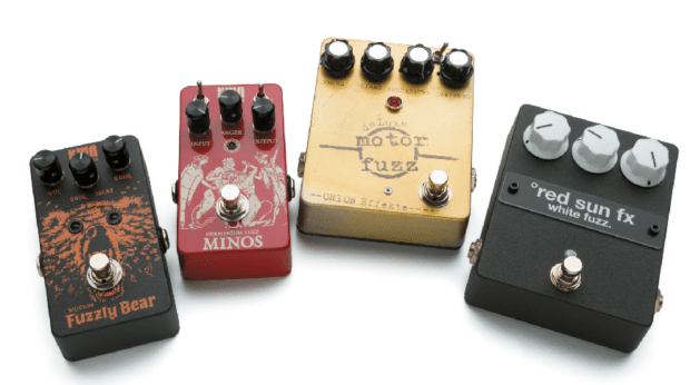 KMA Machines Fuzzly Bear & Minos, Orion de Luxe Motor Fuzz, red sun fx white fuzz