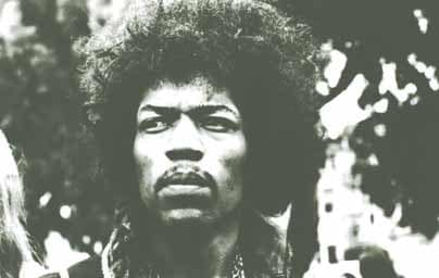 Jimi Hendrix in schwarz-weiß
